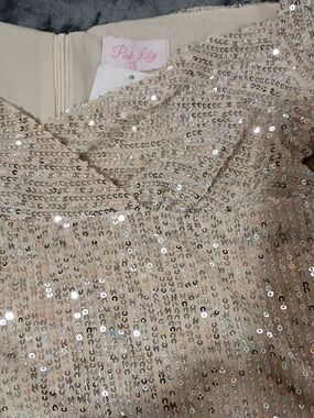 Pink Lily Rose Gold Sequin V-Neck Dress